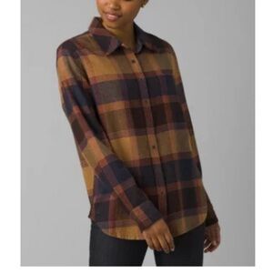 PrAna Golden Canyon flannel - Brown/blue/pink - Large BNWOT